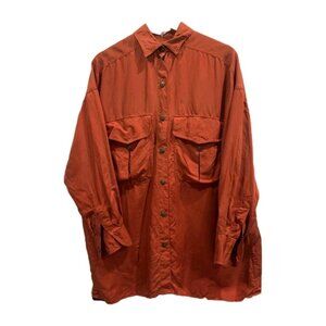 VTG Ellen Tracy Silk Blouse Size 6 Orange Long‎ Sleeve